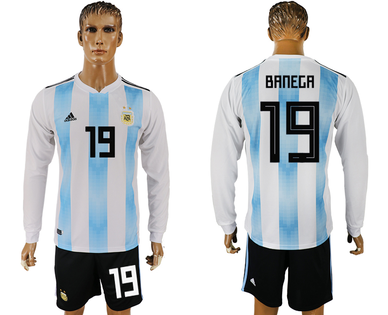 Maillot de foot ARGENTINA LONG SLEEVE SUIT #19 BANEGA  2018 FIFA